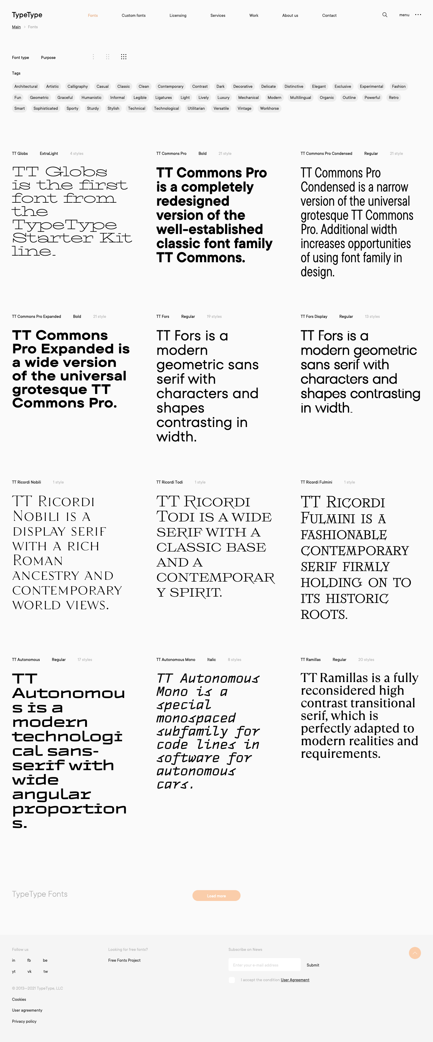 Каталог шрифтов