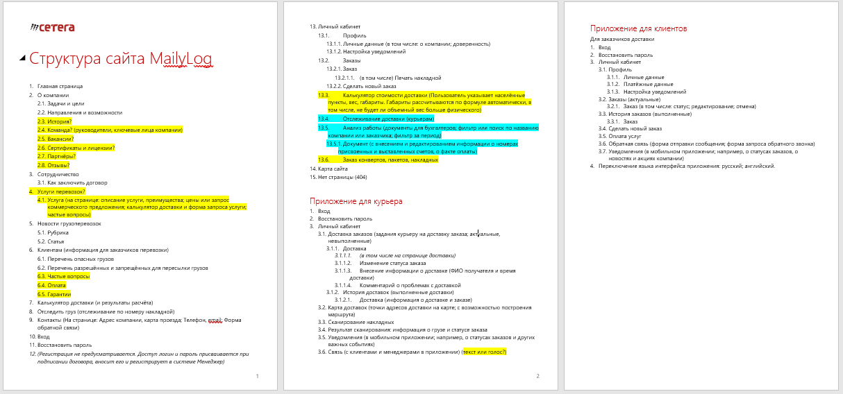 Структура сайта "Мейлилог"